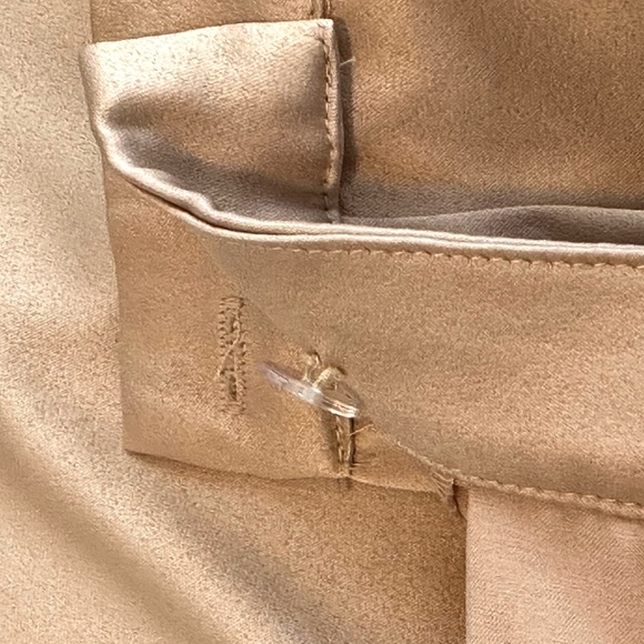 PRINCESS POLLY Amalia Wide Leg High Waisted Satin Trousers Pants in Beige Size 4 - Picture 13 of 14